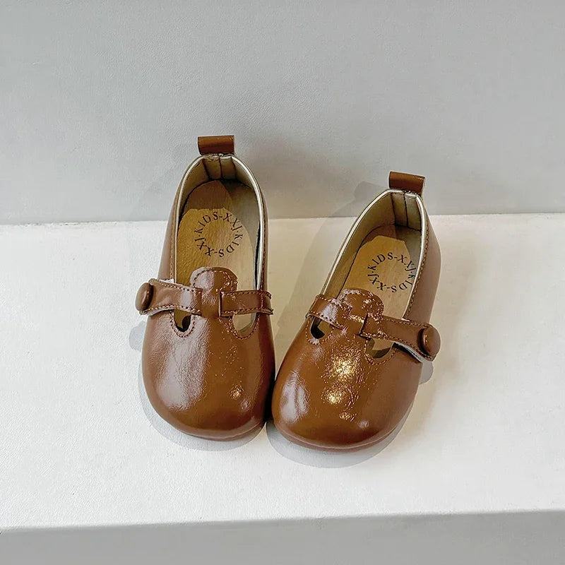 Zapatos planos informales para niñas pequeñas, de piel sintética suave, estilo Mary Jane, con tiras en T, estilo princesa, vintage