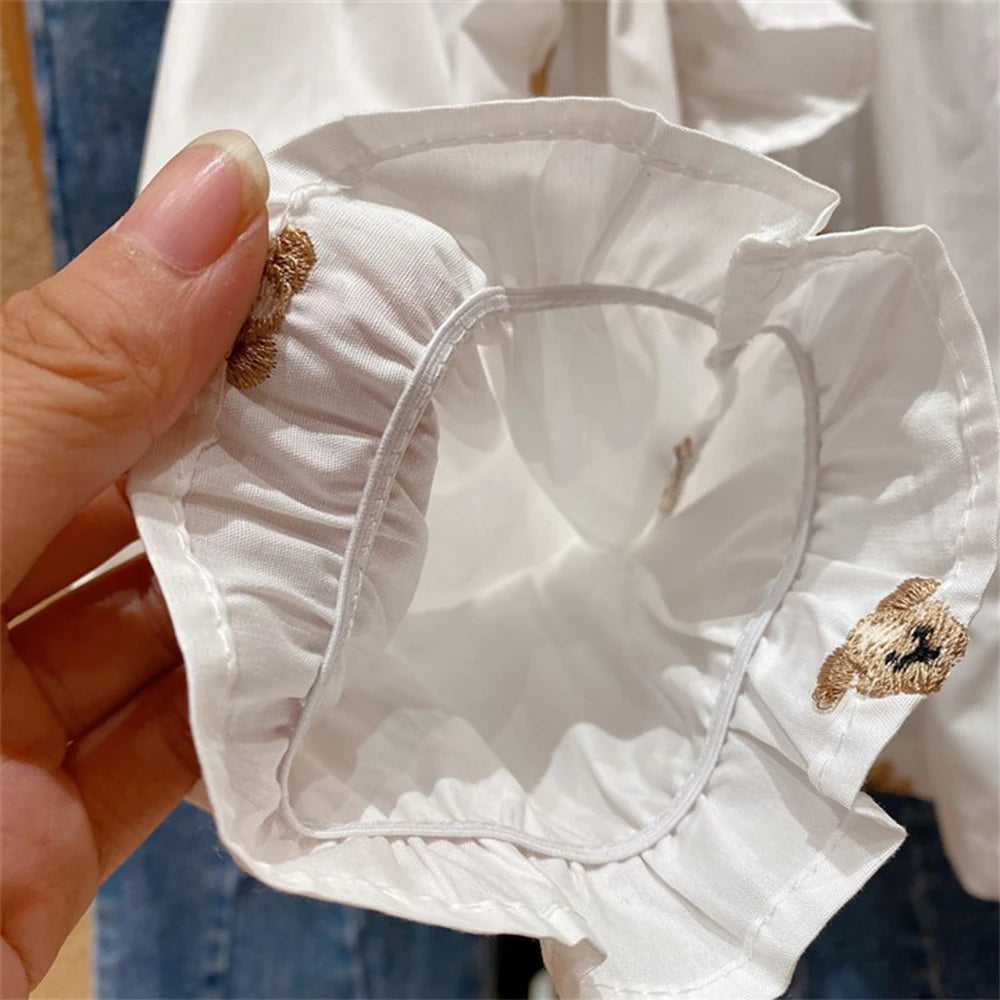 Conjunto de blusa y pantalón para niña, blusa de manga larga vintage y jeans para niña