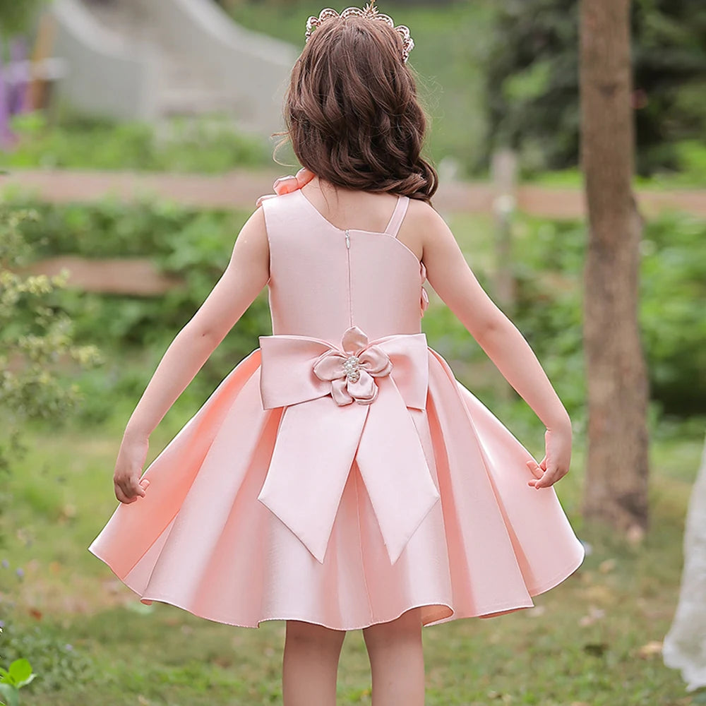 Vestido de fiesta con hermosas flores para niña, elegante Vestido de Princesa con lazo para matrimonio, dama de honor, graduación
