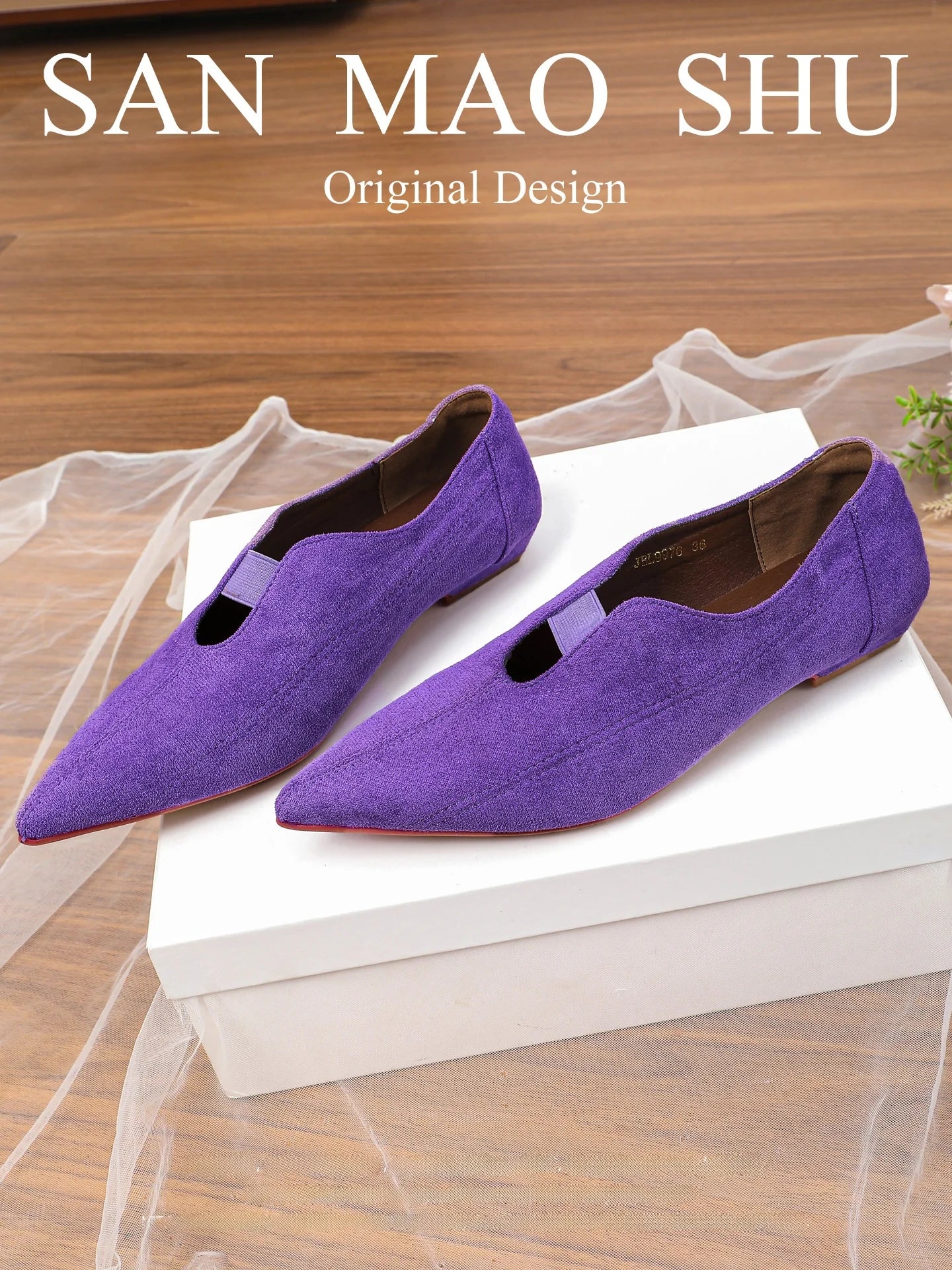 Zapatos planos de estilo coreano, puntiagudos y tacón cuadrado  para mujer