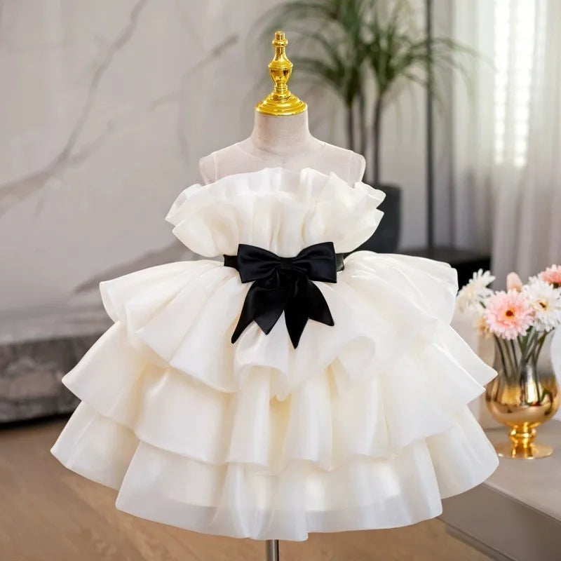 Vestido tutú sin mangas de princesa para niña, Vestido con volantes para niño pequeño, Vestido para fiesta de boda, desfile, ropa de bebé de cumpleaños de 1 a 12 años