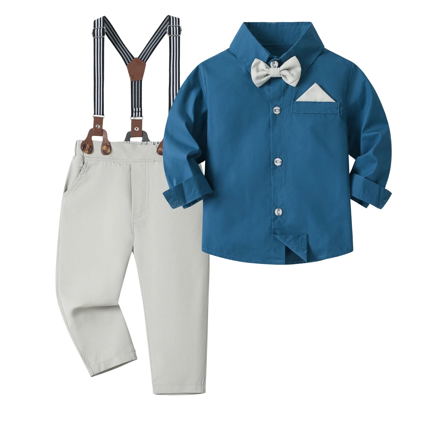 Traje de caballero de primavera y otoño para niño, Camisa estampada de lunares, outfit de fiesta o cumpleaños para niño
