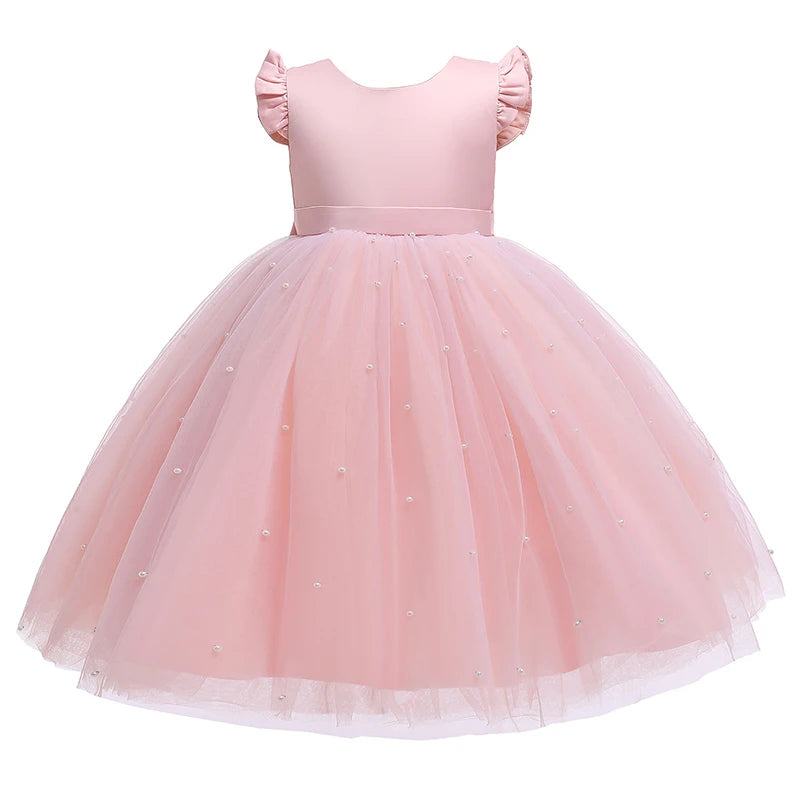 Vestido de princesa para niñas de 2 a 10 años, vestido de verano de tul con lazo grande, para boda, actuación de piano, bautizo, comunión, fiestas