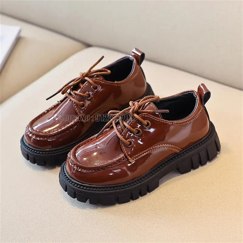 Girls Boys Leather Solid Black Kid Spring Autumn Baby Casual School Style Children Shoes