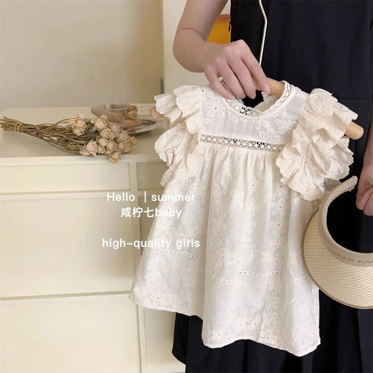 Elegante vestido de encaje de princesa para niñas, vestido de verano de algodón transpirable para niñaºs, vestido informal estilo bohemio para niñas pequeñas, disfraces para niños de 1 a 7 años