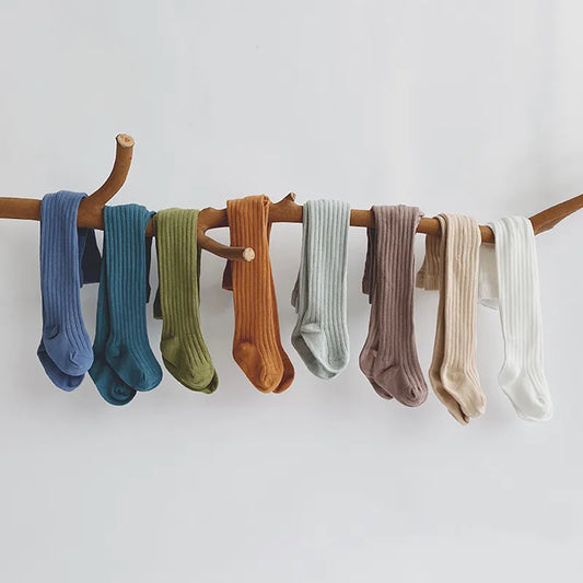 Medias acanaladas para niña, panties de algodón para bebés y niños