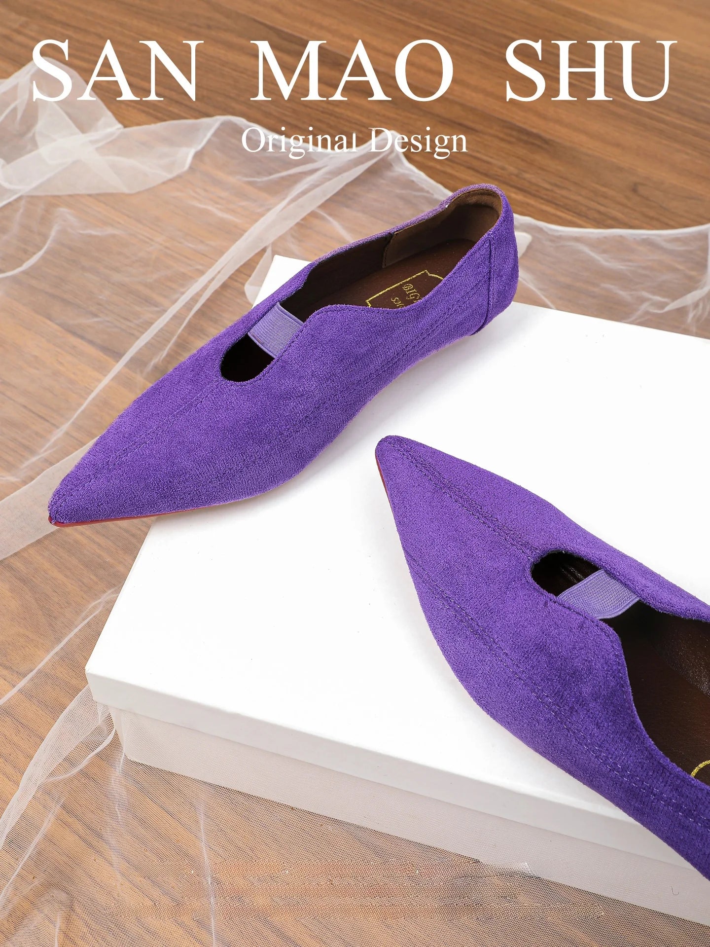 Zapatos planos de estilo coreano, puntiagudos y tacón cuadrado  para mujer