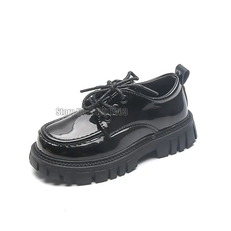 Girls Boys Leather Solid Black Kid Spring Autumn Baby Casual School Style Children Shoes