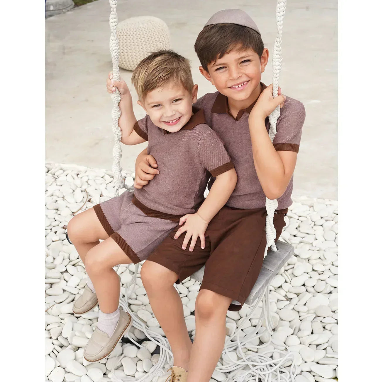 Colección Rosa Chocolate Primavera Verano para niños y adolescentes, hermanos, Vestidos Bordados, Conjunto Familiar de Ropa a Juego, Camisa Pantalones Cortos