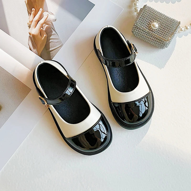 Children Mary Janes Elegant Four Seasons Soft Girl's Leather Shoes Black White Classic Shallow 23-37 Toddler Kids Princess Shoes