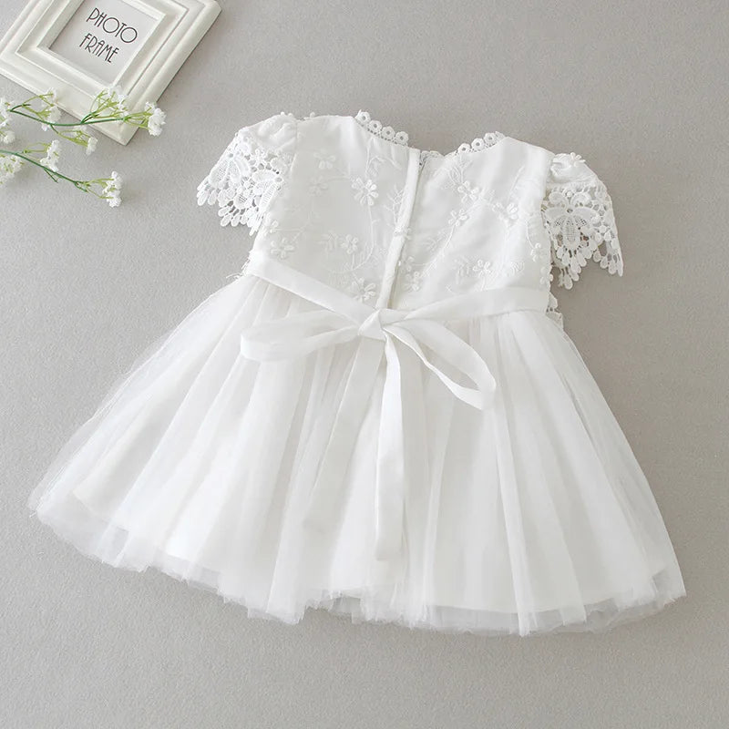 Vestido de Bautizo para bebé niña, vestidos de encaje blanco para boda, 0, 3, 6, 12, 18 y 24 meses