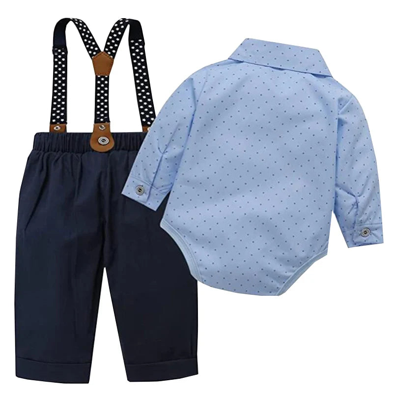 Formal Wedding Clothing Sets for Baby Boy Outfit Infant 3 6 12 18 24M Bodysuit Suspender Suit Toddler Kid Birthday Party Costume