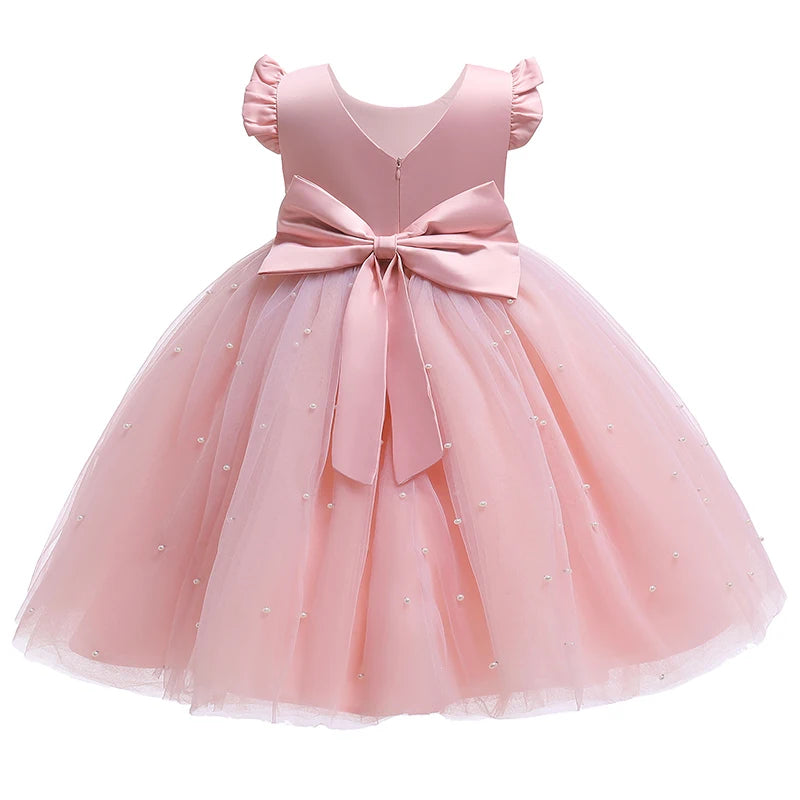 Vestido de princesa para niñas de 2 a 10 años, vestido de verano de tul con lazo grande, para boda, actuación de piano, bautizo, comunión, fiestas