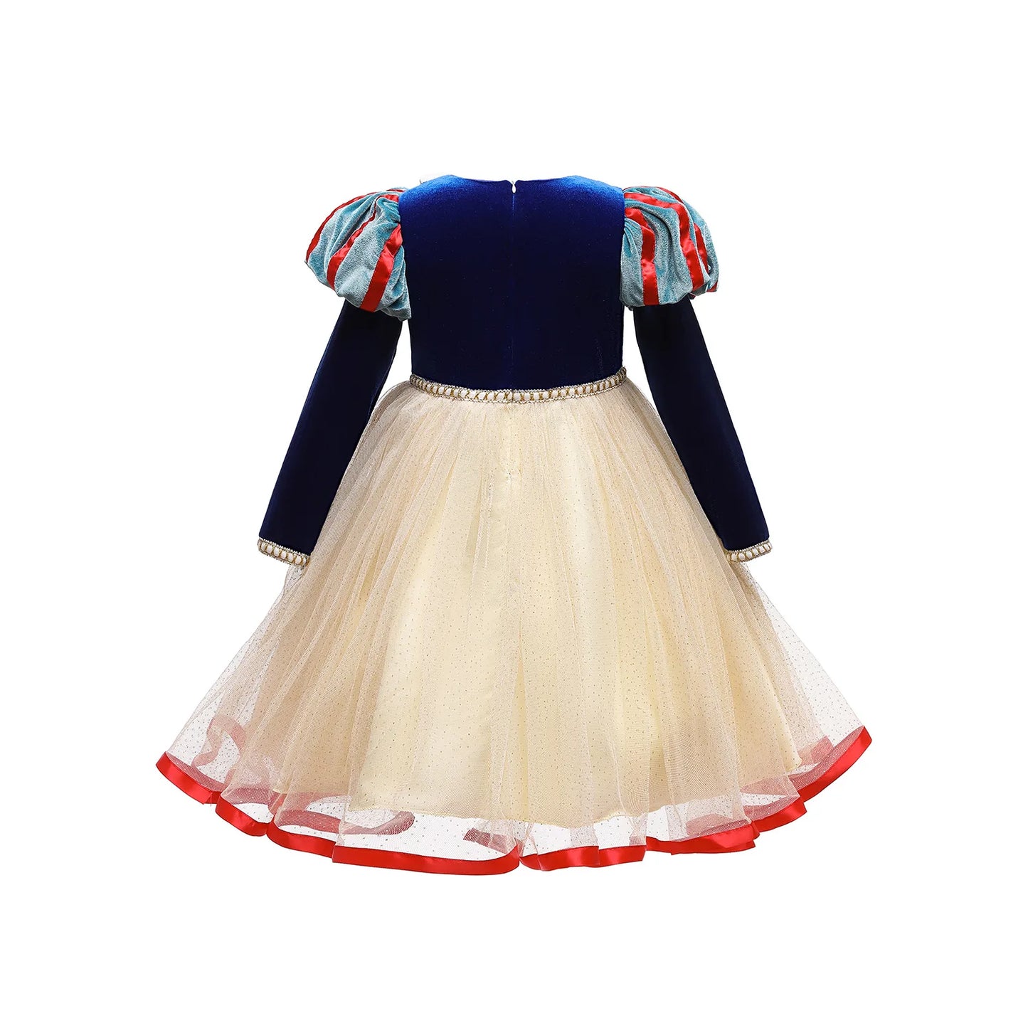 Hermoso vestido de Blancanieves, de manga larga hecho de terciopelo, tul y lentejuelas, disfraz de Disney para niñas, para fiesta de cumpleaños y Halloween para niña