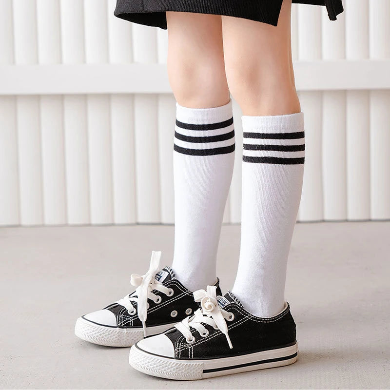 Calcetines para niños, calcetines a rayas para estudiantes, calcetines hasta la pantorrilla para niñas, calcetines de estilo universitario, accesorios de ropa para niños