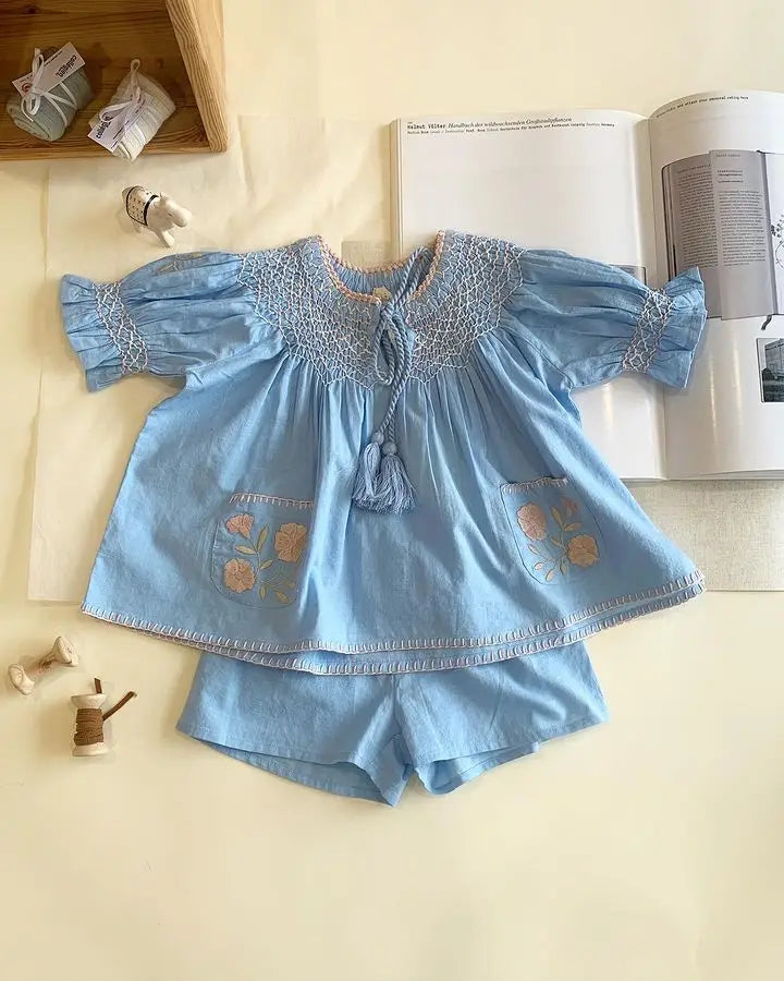 Hermosos y exclusivos conjuntos boho bordados, blusas y pantalones de verano para niñas