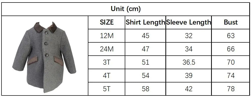 Abrigo de lana gris con estampado de espiga para niño, abrigo de invierno de boutique, Chaqueta acolchada cálida estilo británico