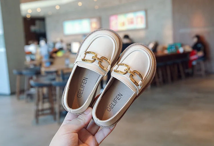 Children Girls Leather Shoes New Spring and Autumn Simple Slip-on Round-toe School Shoes Loafers Flats Moccasins Classic Formal