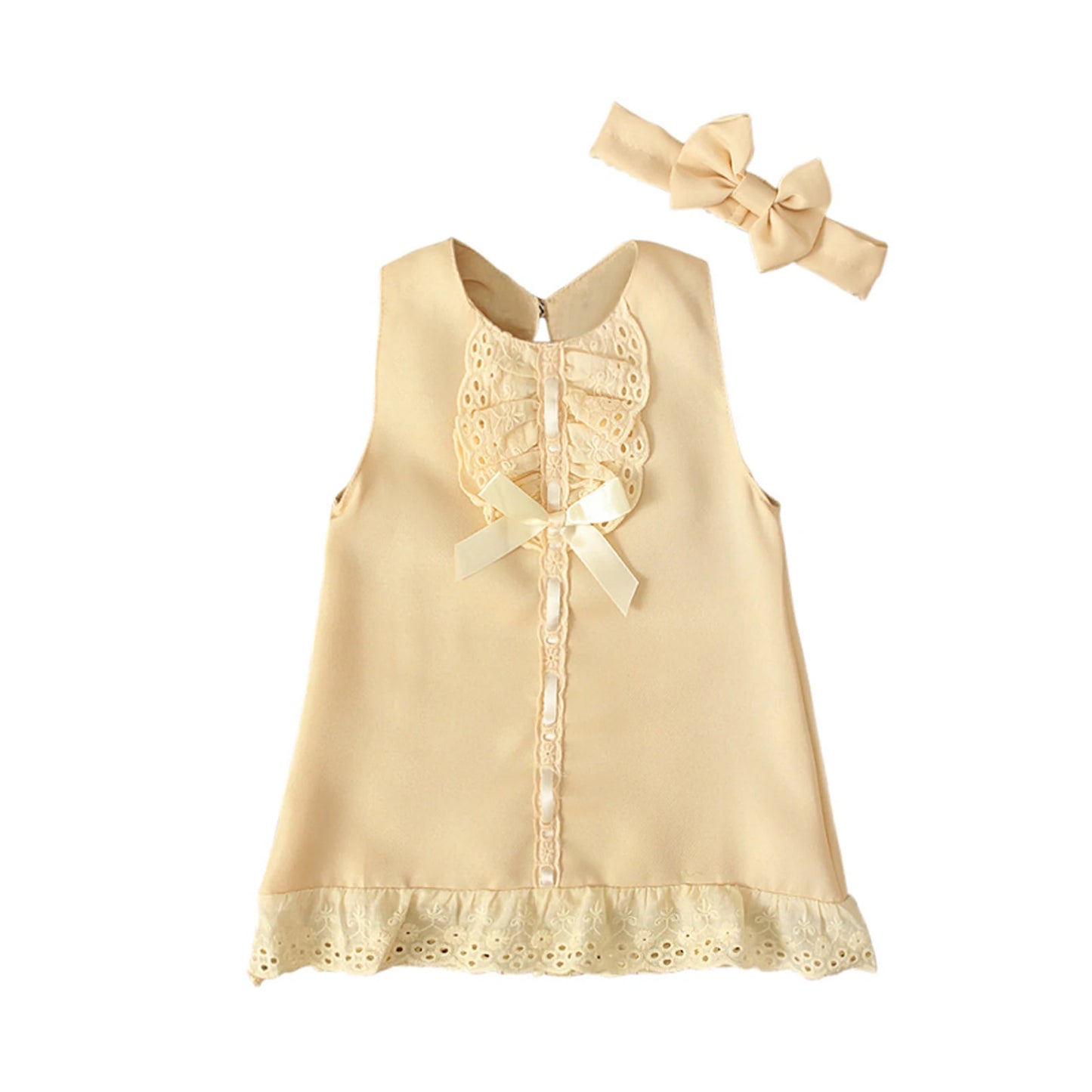 Coqueto vestido para bebé de 0 a 24 meses, vestido blanco con brodery y lazo, sin mangas, estilo moda española