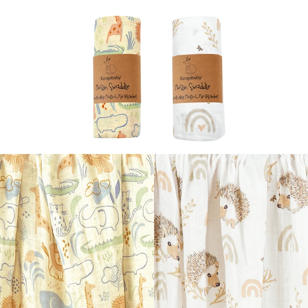Conjunto de 2 uds. de mantas de muselina para bebé 100% algodón, Toalla de baño para recién nacido, envoltura swaddle