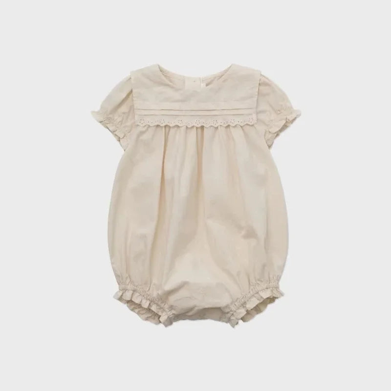Bombachos de verano para bebé, bordado, cuellos con encaje o broderie. Estampados delicadas flores. Monos de algodón estilo Pastoral para bebé